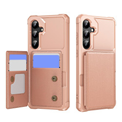 For Samsung Galaxy S24+ 5G Horizontal Flip Card Bag Holder Leather Phone Case(Rose Gold)