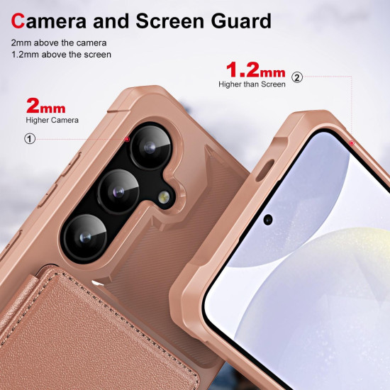 For Samsung Galaxy S24+ 5G Horizontal Flip Card Bag Holder Leather Phone Case(Rose Gold)