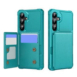 For Samsung Galaxy S24+ 5G Horizontal Flip Card Bag Holder Leather Phone Case(Cyan Green)