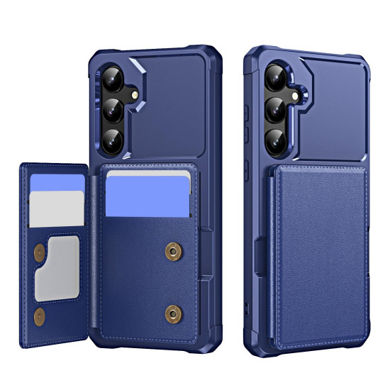 For Samsung Galaxy S24+ 5G Horizontal Flip Card Bag Holder Leather Phone Case(Dark Blue)