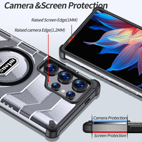 For Samsung Galaxy S24+ 5G wlons Explorer Series PC Hybrid TPU MagSafe Magnetic Case(Black)
