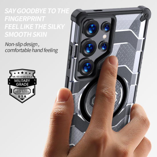For Samsung Galaxy S24+ 5G wlons Explorer Series PC Hybrid TPU MagSafe Magnetic Case(Black)