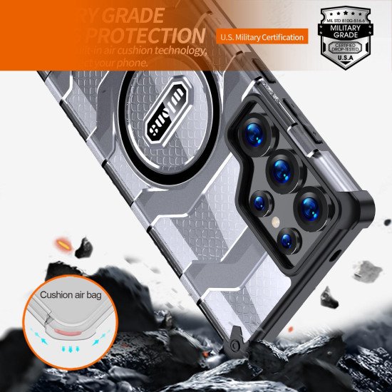 For Samsung Galaxy S24+ 5G wlons Explorer Series PC Hybrid TPU MagSafe Magnetic Case(Grey)