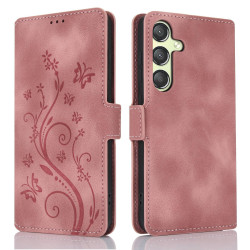 For Samsung Galaxy S24+ 5G Dreamy Butterfly Love Flower Embossed Leather Phone Case(Rose Gold)