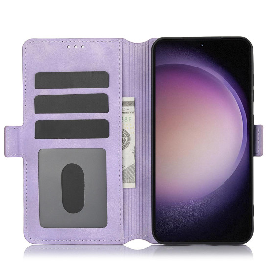 For Samsung Galaxy S24+ 5G Dreamy Butterfly Love Flower Embossed Leather Phone Case(Purple)