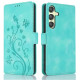 For Samsung Galaxy S24+ 5G Dreamy Butterfly Love Flower Embossed Leather Phone Case(Green)