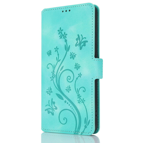 For Samsung Galaxy S24+ 5G Dreamy Butterfly Love Flower Embossed Leather Phone Case(Green)
