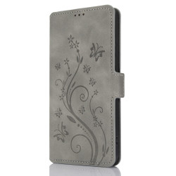 For Samsung Galaxy S24+ 5G Dreamy Butterfly Love Flower Embossed Leather Phone Case(Grey)