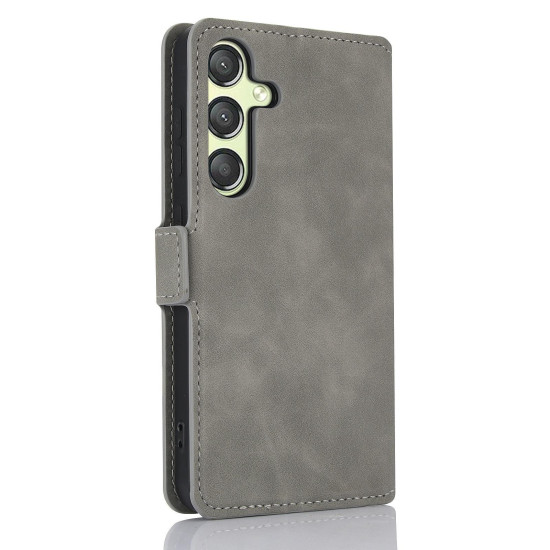 For Samsung Galaxy S24+ 5G Dreamy Butterfly Love Flower Embossed Leather Phone Case(Grey)