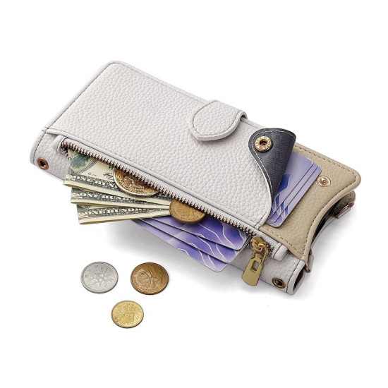 For Samsung Galaxy S24+ 5G Crossbody Chain Fishtail Litchi Leather Phone Case(White)