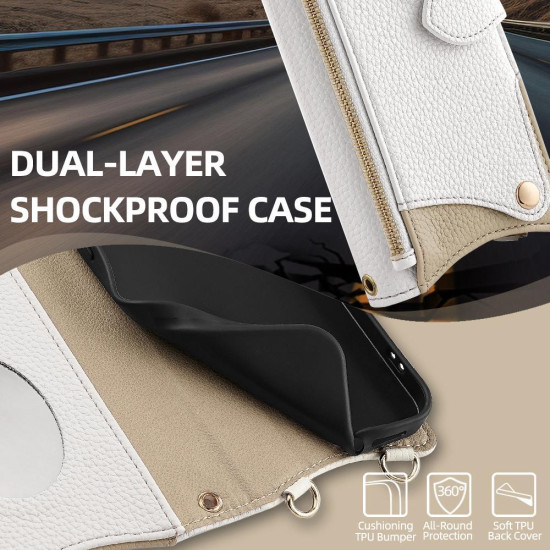 For Samsung Galaxy S24+ 5G Crossbody Chain Fishtail Litchi Leather Phone Case(White)