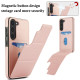For Samsung Galaxy S23+ 5G Tri-fold Holder Leather Phone Case with Card Slot(Rose Gold)