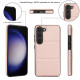 For Samsung Galaxy S23+ 5G Tri-fold Holder Leather Phone Case with Card Slot(Rose Gold)