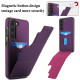 For Samsung Galaxy S23+ 5G Tri-fold Holder Leather Phone Case with Card Slot(Dark Purple)