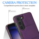 For Samsung Galaxy S23+ 5G Tri-fold Holder Leather Phone Case with Card Slot(Dark Purple)