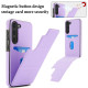 For Samsung Galaxy S23+ 5G Tri-fold Holder Leather Phone Case with Card Slot(Light Purple)