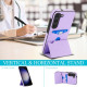 For Samsung Galaxy S23+ 5G Tri-fold Holder Leather Phone Case with Card Slot(Light Purple)