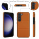 For Samsung Galaxy S23+ 5G Tri-fold Holder Leather Phone Case with Card Slot(Brown)