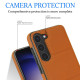 For Samsung Galaxy S23+ 5G Tri-fold Holder Leather Phone Case with Card Slot(Brown)