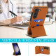 For Samsung Galaxy S23+ 5G Tri-fold Holder Leather Phone Case with Card Slot(Brown)