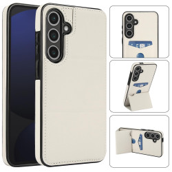 For Samsung Galaxy S24+ 5G Tri-fold Holder Leather Phone Case with Card Slot(White)