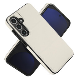 For Samsung Galaxy S24+ 5G Tri-fold Holder Leather Phone Case with Card Slot(White)