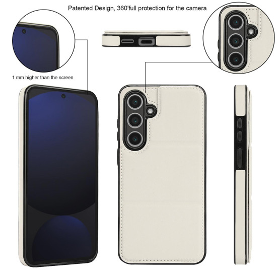 For Samsung Galaxy S24+ 5G Tri-fold Holder Leather Phone Case with Card Slot(White)