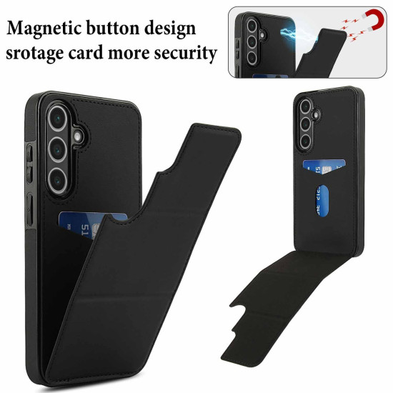 For Samsung Galaxy S24+ 5G Tri-fold Holder Leather Phone Case with Card Slot(Black)