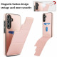 For Samsung Galaxy S24+ 5G Tri-fold Holder Leather Phone Case with Card Slot(Rose Gold)