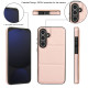 For Samsung Galaxy S24+ 5G Tri-fold Holder Leather Phone Case with Card Slot(Rose Gold)