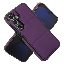 For Samsung Galaxy S24+ 5G Tri-fold Holder Leather Phone Case with Card Slot(Dark Purple)