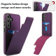For Samsung Galaxy S24+ 5G Tri-fold Holder Leather Phone Case with Card Slot(Dark Purple)