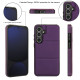 For Samsung Galaxy S24+ 5G Tri-fold Holder Leather Phone Case with Card Slot(Dark Purple)
