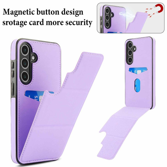 For Samsung Galaxy S24+ 5G Tri-fold Holder Leather Phone Case with Card Slot(Light Purple)