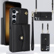 For Samsung Galaxy S24+ 5G RFID Card Slot Phone Case with Long Lanyard(Black)