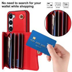 For Samsung Galaxy S24+ 5G RFID Card Slot Phone Case with Long Lanyard(Red)