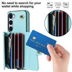 For Samsung Galaxy S24+ 5G RFID Card Slot Phone Case with Long Lanyard(Mint Green)