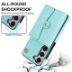 For Samsung Galaxy S24+ 5G RFID Card Slot Phone Case with Long Lanyard(Mint Green)