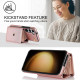 For Samsung Galaxy S24+ 5G RFID Card Slot Phone Case with Long Lanyard(Rose Gold)