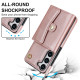 For Samsung Galaxy S24+ 5G RFID Card Slot Phone Case with Long Lanyard(Rose Gold)