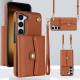 For Samsung Galaxy S24+ 5G RFID Card Slot Phone Case with Long Lanyard(Brown)