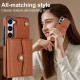 For Samsung Galaxy S24+ 5G RFID Card Slot Phone Case with Long Lanyard(Brown)