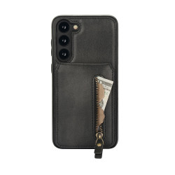 For Samsung Galaxy S23+ 5G Zipper Wallet Split MagSafe Leather Back Phone Case(Black)