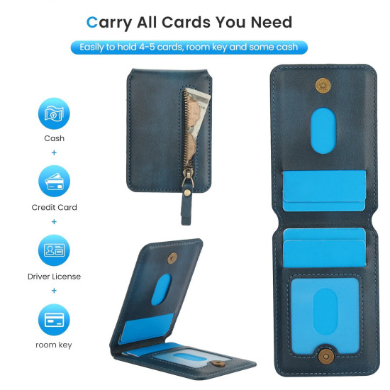 For Samsung Galaxy S23+ 5G Zipper Wallet Split MagSafe Leather Back Phone Case(Blue)