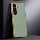 For Samsung Galaxy S24+ 5G Genuine Leather PC Phone Case(Green)