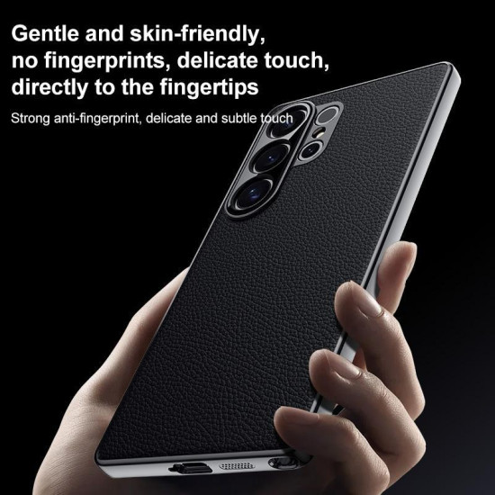 For Samsung Galaxy S24+ 5G Genuine Leather PC Phone Case(Dark Purple)