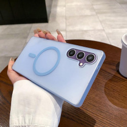 For Samsung Galaxy S24+ 5G Ice Fog MagSafe PC Phone Case(Transparent Blue)