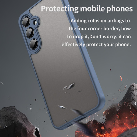 For Samsung Galaxy S24+ 5G Fan Dun Series TPU Hybrid PC Frosted Phone Case(Blue)