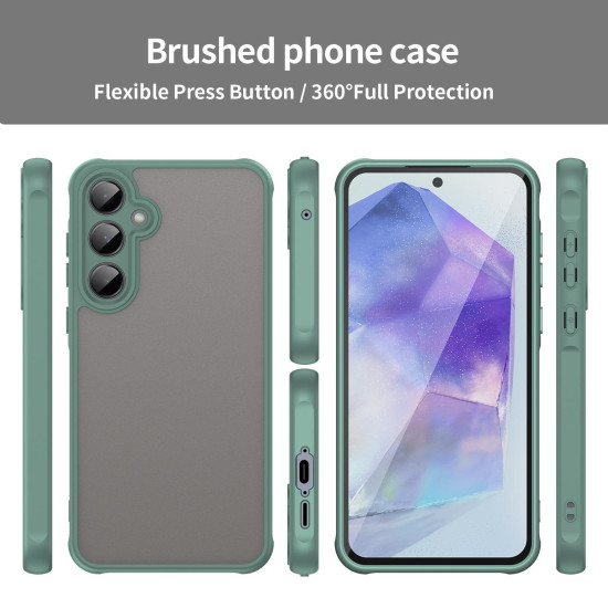 For Samsung Galaxy S24+ 5G Fan Dun Series TPU Hybrid PC Frosted Phone Case(Green)