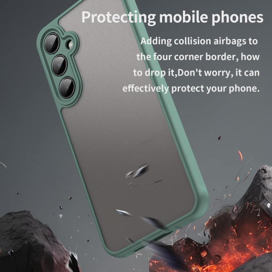 For Samsung Galaxy S24+ 5G Fan Dun Series TPU Hybrid PC Frosted Phone Case(Green)